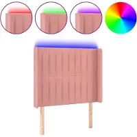 vidaXL Hoofdbord LED 83x16x118/128 cm fluweel roze