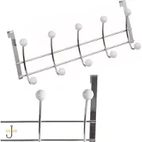 Zeller 2x Zilver/witte deur kapstokken met 5 haken 48 cm | | Woonaccessoires | Kleding/jassen ophangen | Handdoeken ophangen | Deur kapstokken