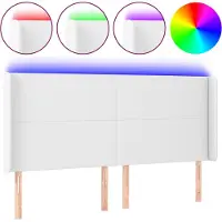 vidaXL Hoofdbord LED 183x16x118/128 cm kunstleer wit