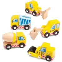New Classic Toys Houten Mini Bouwvoertuigen / Constructie Voertuigen Set - Speelgoed Auto - Speelgoedvoertuig - 5 Auto's