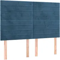 vidaXL Hoofdbord donkerblauw 144x5x118/128 cm fluweel