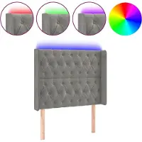 vidaXL Hoofdbord LED 93x16x118/128 cm fluweel lichtgrijs