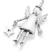 Giorgio Martello „Bella Giulia“ bewegend gerhodineerd zilver engeltje hanger met een sterretje in haar hand.