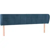 vidaXL Hoofdbord met randen 203x23x78/88 cm fluweel donkerblauw