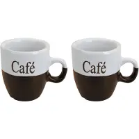 Excellent houseware Koffiemok set 2x stuks - donkerbruin - keramiek - 150 ml - Bekers