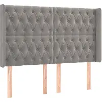 vidaXL Hoofdbord met randen 147x16x118/128 cm fluweel lichtgrijs