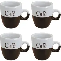 Excellent houseware Koffiemok - set 8x stuks - donkerbruin - keramiek - 150 ml - Bekers