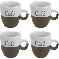 Excellent houseware Koffiemok - set 8x stuks - lichtbruin - keramiek - 150 ml - Bekers