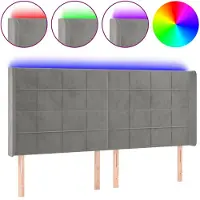 vidaXL Hoofdbord LED 203x16x118/128 cm fluweel lichtgrijs