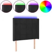 vidaXL Hoofdbord LED 103x16x118/128 cm fluweel zwart