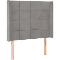 vidaXL Hoofdbord met randen 93x16x118/128 cm fluweel lichtgrijs