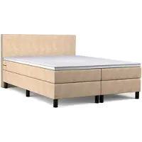 Beddenbriljant Boxspring Bravo - 200 x 210 cm - Luxe Pocketvering - Stof Beige - Inclusief Topmatras - 2-Persoons