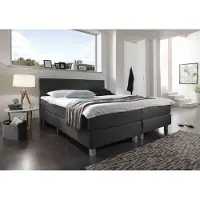 Beddenbriljant Boxspring Bravo - 80 x 220 cm - Luxe Pocketvering - Stof Antraciet - Inclusief Topmatras - 1-Persoons