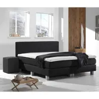 Beddenbriljant Boxspring Victory - 180x200 cm - Bonellvering - Chicago Zwart - Vierkant Grijze Poten - Inclusief Topmatras - 2-Persoons