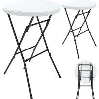 Casaria Statafel Set van 2 Wit Plastic Ø72cm Opvouwbaar