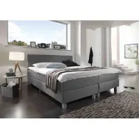 Beddenbriljant Boxspring Bravo - 160 x 220 cm - Luxe Pocketvering - Stof Grijs - Inclusief Topmatras - 2-Persoons