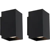 QAZQA Set van 2 moderne wandlampen zwart vierkant 2-lichts - Sandy