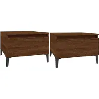 vidaXL Bijzettafels 2 st 50x46x35 cm bewerkt hout bruin eikenkleur