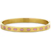 CO88 Collection 8CB-91206 Stalen Armband met Emaille - Bangle - 6mm - 58x49mm - Staal - Roze - Goudkleurig