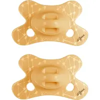 Difrax Natural Fopspeen - 0 tot 6 Maanden - Oranje Speen met Printje - 2 st. unisex