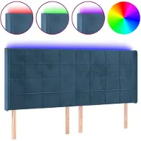 vidaXL Hoofdbord LED 203x16x118/128 cm fluweel donkerblauw