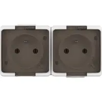 ABC-led Dubbele stopcontact waterdicht - Met penaarde - Opbouw
