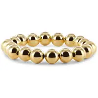 New Bling 9SIL-23261 Zilveren Armband Bolletjes 10mm - 15cm - Rekbaar - Zilver - Verguld/Goud op Zilver
