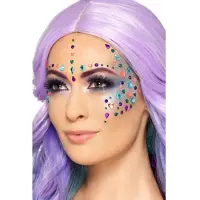 Smiffys - Pastel Jewel Gezicht Diamanten Sticker - Multicolours