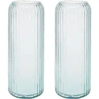 Excellent houseware Excelent Houseware Cilindervazen glas - 2x stuks - blauw - 15 x 37 cm