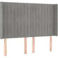 vidaXL Hoofdbord met randen 147x16x118/128 cm fluweel lichtgrijs