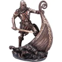 Nemesis Now Veronese Design - Viking Staand op de Boeg van Vikingsloep - Gebronsd Beeld - Zeer gedetailleerd en Mooi - 24cm