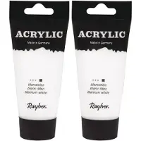 Rayher Hobby 2x tubes witte acrylverf/hobbyverf op waterbasis 75 ml - Hobbyverf