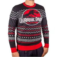 COTTON DIVISION Jurassic Park - Ugly Jurassic Logo Christmas Sweater S
