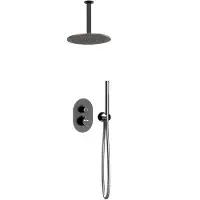 Guido Gusto Thermostatische Inbouw regendouche met plafond arm 25cm douchekop gun metal