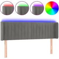 vidaXL Hoofdbord LED 147x16x78/88 cm fluweel lichtgrijs