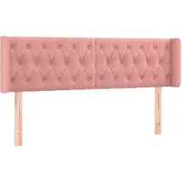 vidaXL Hoofdbord met randen 147x16x78/88 cm fluweel roze