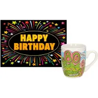 Paper Dreams Verjaardag mok/beker 80 jaar vrouw met fun-tekst 300ml + wenskaart Happy Birthday - feest mokken