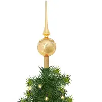 Merkloos Kerst piek van glas goud met sneeuwvlok H28 cm - kerstboompieken