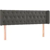 vidaXL Hoofdbord met randen 147x16x78/88 cm fluweel donkergrijs