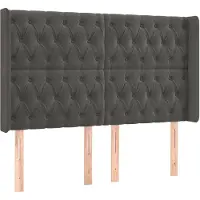 vidaXL Hoofdbord met randen 147x16x118/128 cm fluweel donkergrijs