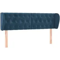 vidaXL Hoofdbord met randen 147x23x78/88 cm fluweel donkerblauw