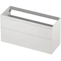 Ink Onderkast 120x45cm - Greeploos - 2 Lades Asymmetrisch - Ivoor Eiken - Badkamermeubels, Wastafelonderkasten - 8718835156176