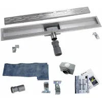 Mueller Basic douchegoot RVS met flens 110x7cm