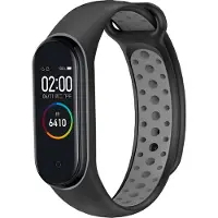 IMoshion Siliconen sport bandje voor de Xiaomi Mi Band 3 / 4 - Black / Grey