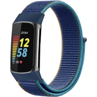 IMoshion Nylon bandje voor de Fitbit Charge 5 - Maat S - Donkerblauw