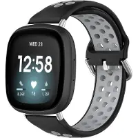 IMoshion Siliconen sport bandje voor de Fitbit Versa 4 / 3 / Sense (2) - Black / Grey