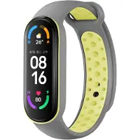 IMoshion Siliconen sport bandje voor de Xiaomi Mi Band 5 / 6 - Grey & Lime