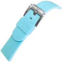 Marc Coblen Siliconen Rubber Horlogebandje 22mm geschikt voor Samsung Galaxy Watch / Gear S3 / Garmin Vivoactive / Huawei Watch GT - Lichtblauw met Stalen Gesp