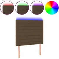 vidaXL Hoofdbord LED 80x5x118/128 cm stof donkerbruin