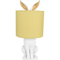 Clayre & Eef Tafel lamp, konijn, diameter 20x43 cm, wit, geel, polyresin